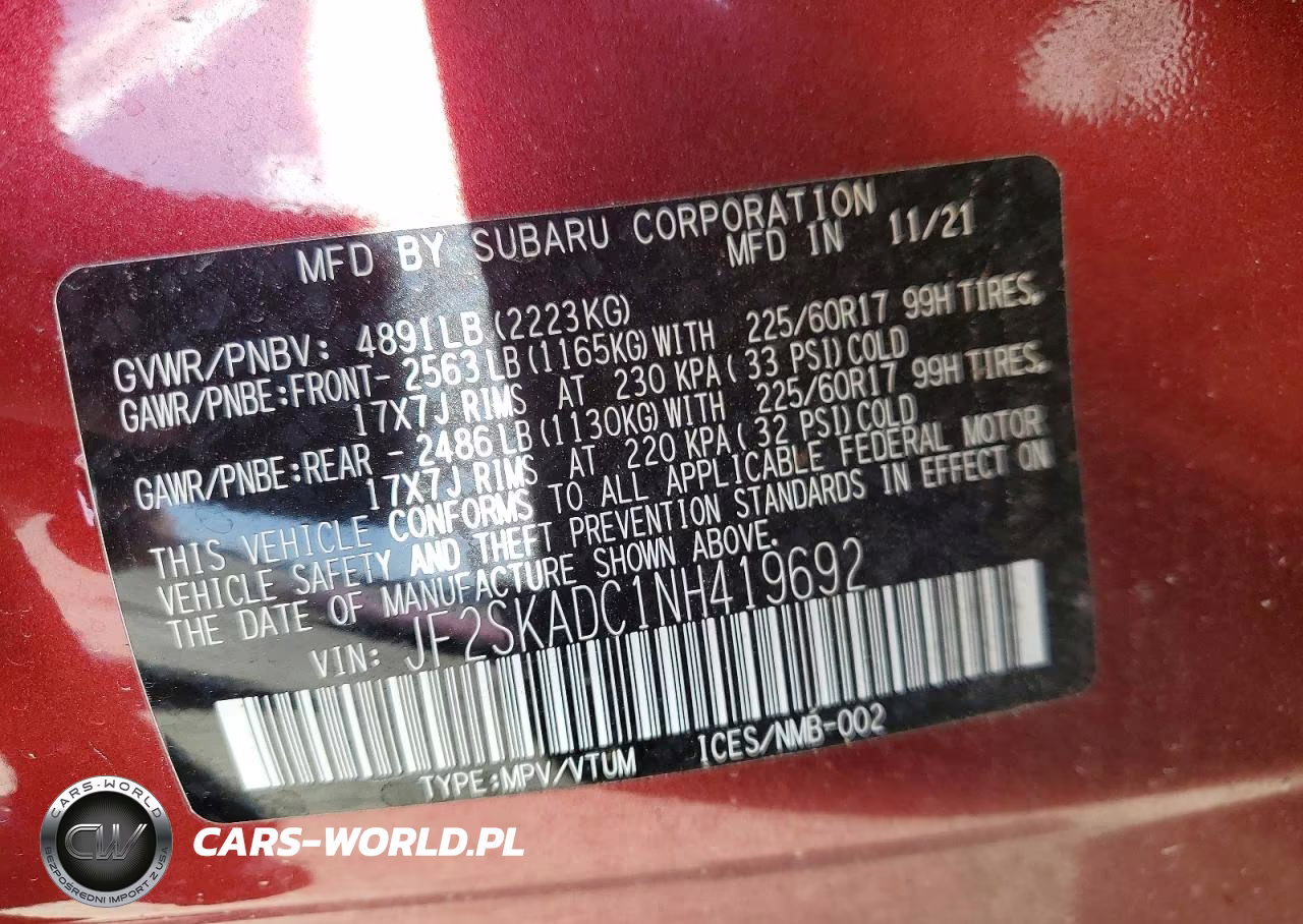 2022 Subaru Forester Premium VIN:JF2SKADC1NH419692 - 14