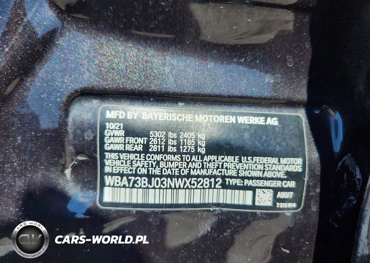 2022 BMW 540 Xi VIN:WBA73BJ03NWX52812 - 12