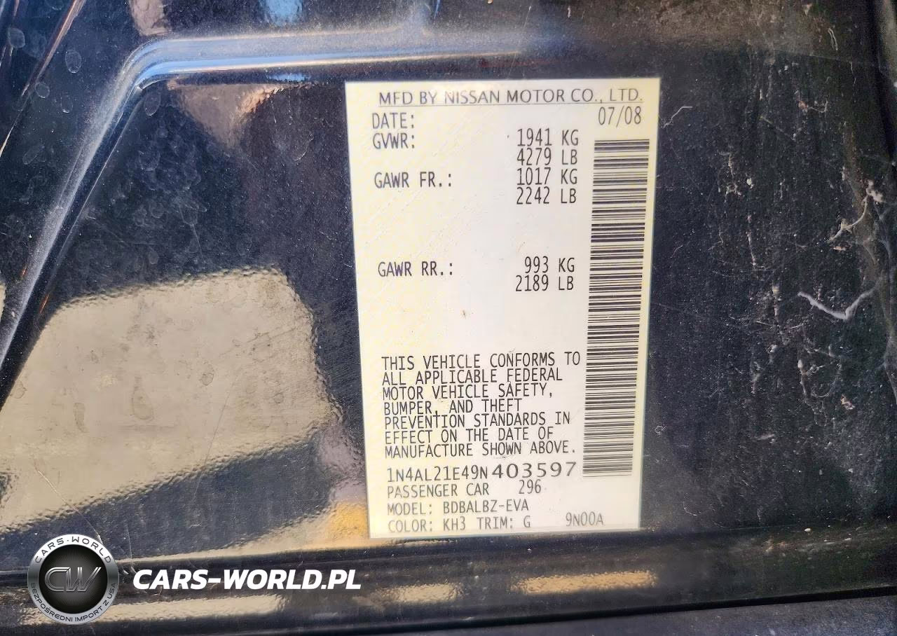 2009 Nissan Altima 2.5 VIN:1N4AL21E49N403597 - 13