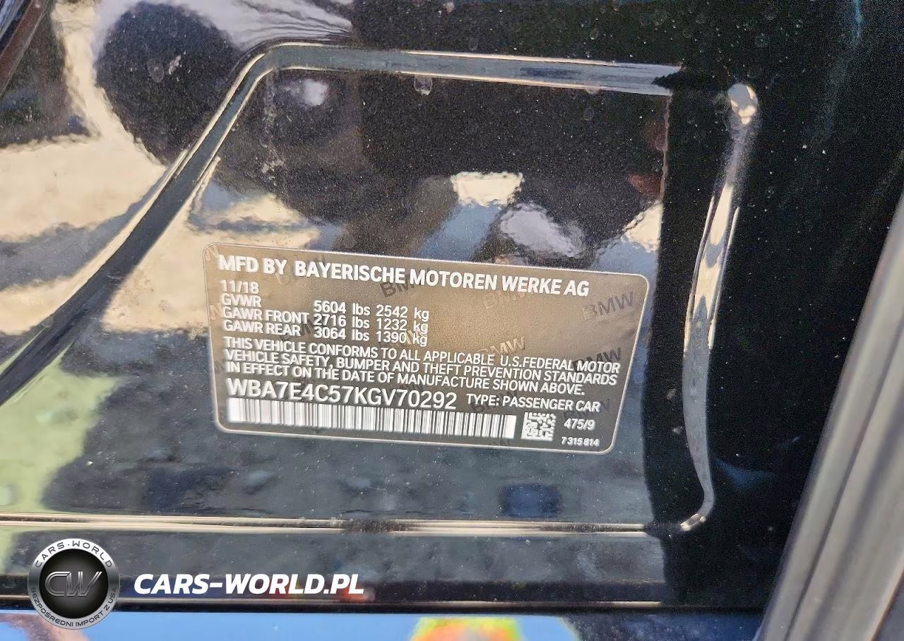 2019 BMW 740 Xi VIN:WBA7E4C57KGV70292 - 12