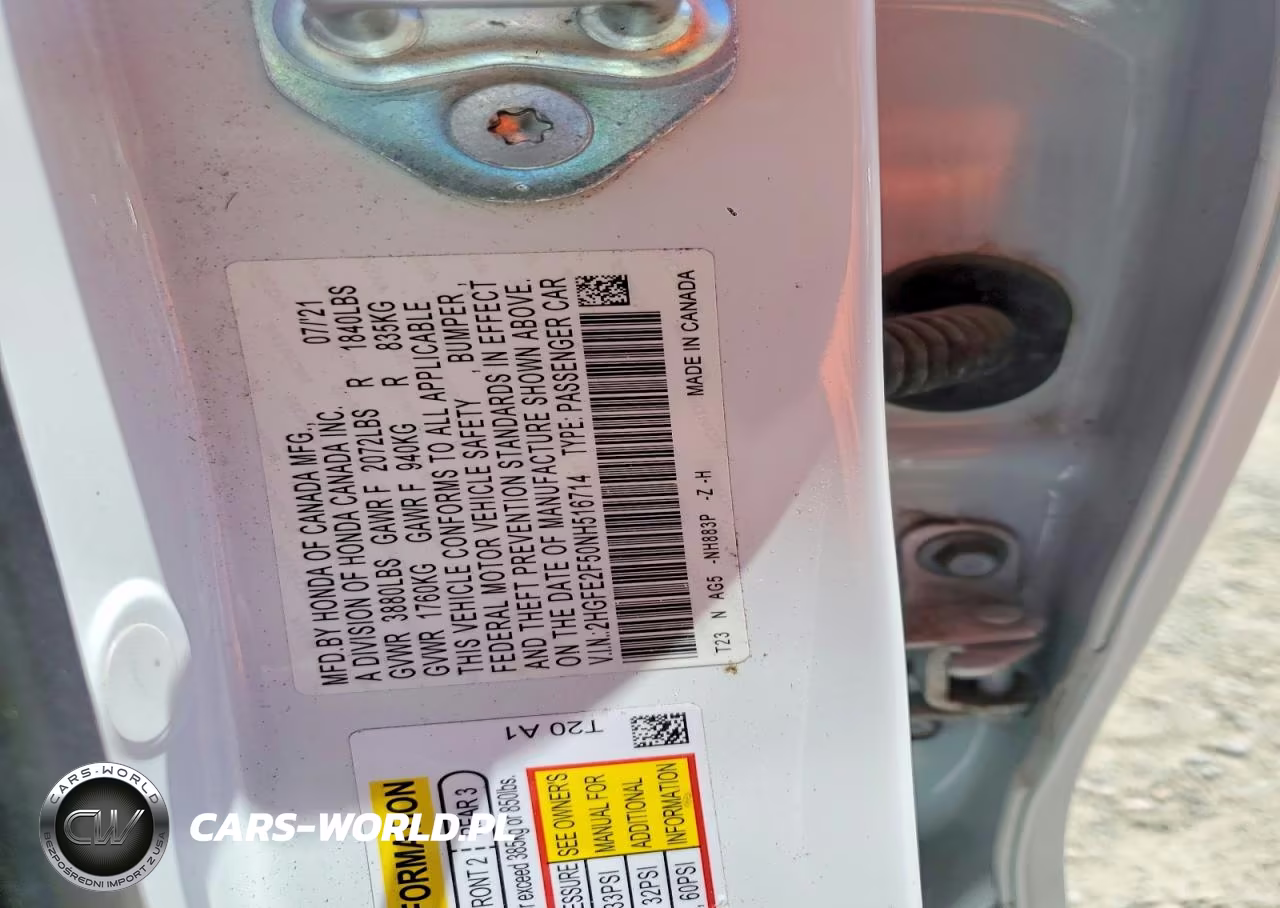 2022 Honda Civic Sport VIN:2HGFE2F50NH516714 - 12