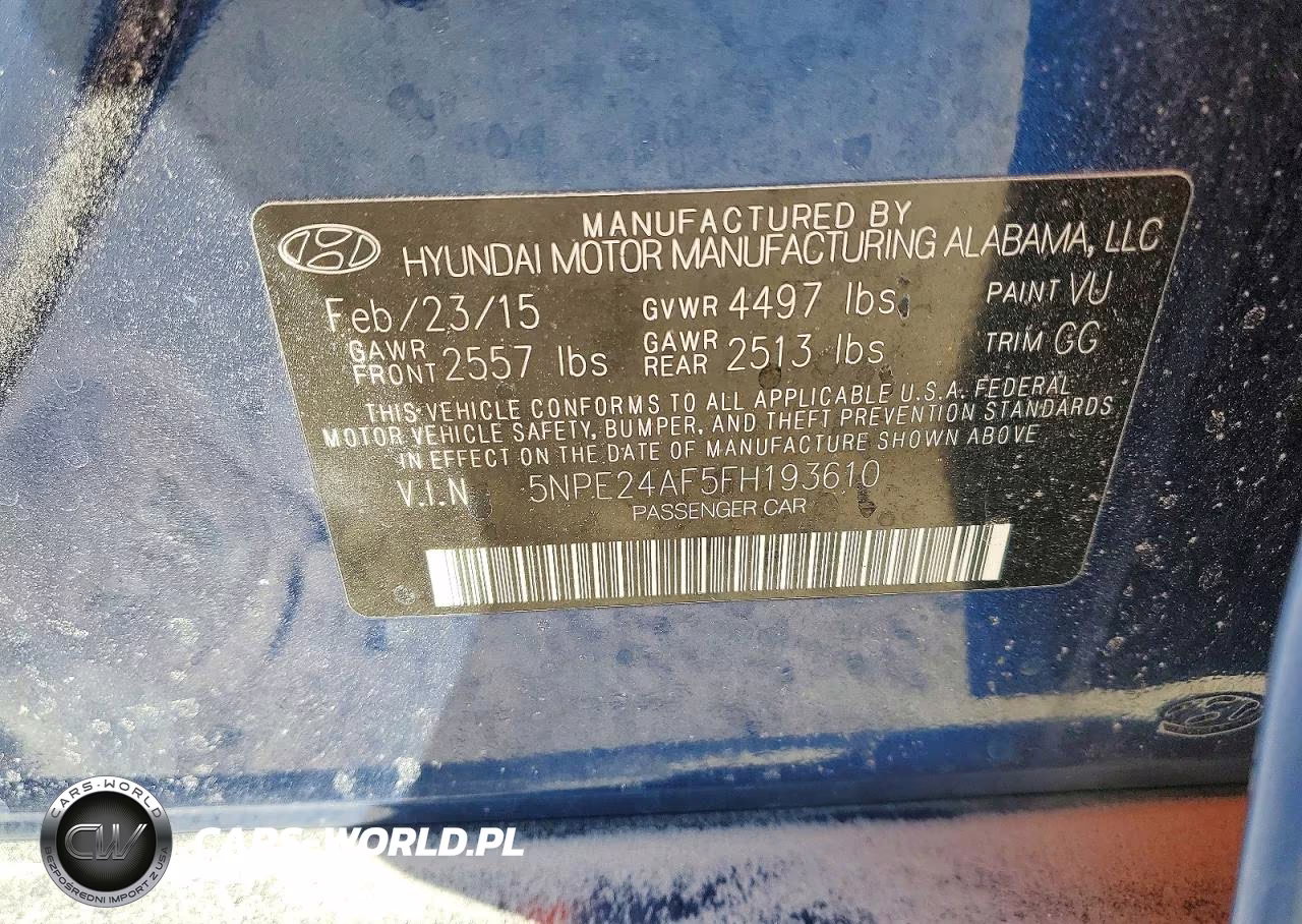 2015 Hyundai Sonata Se VIN:5NPE24AF5FH193610 - 12