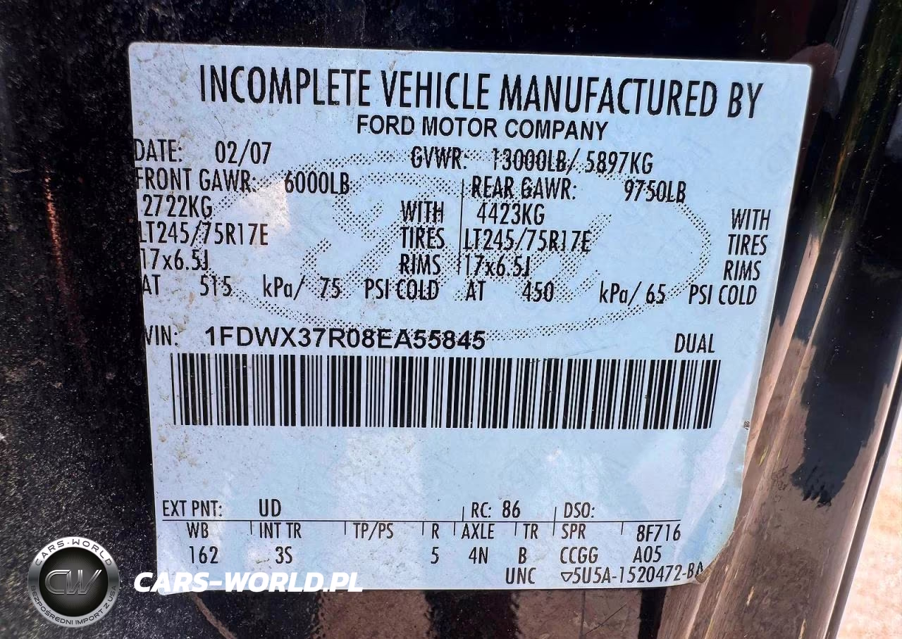 2008 Ford F350 Super VIN:1FDWX37R08EA55845 - 10