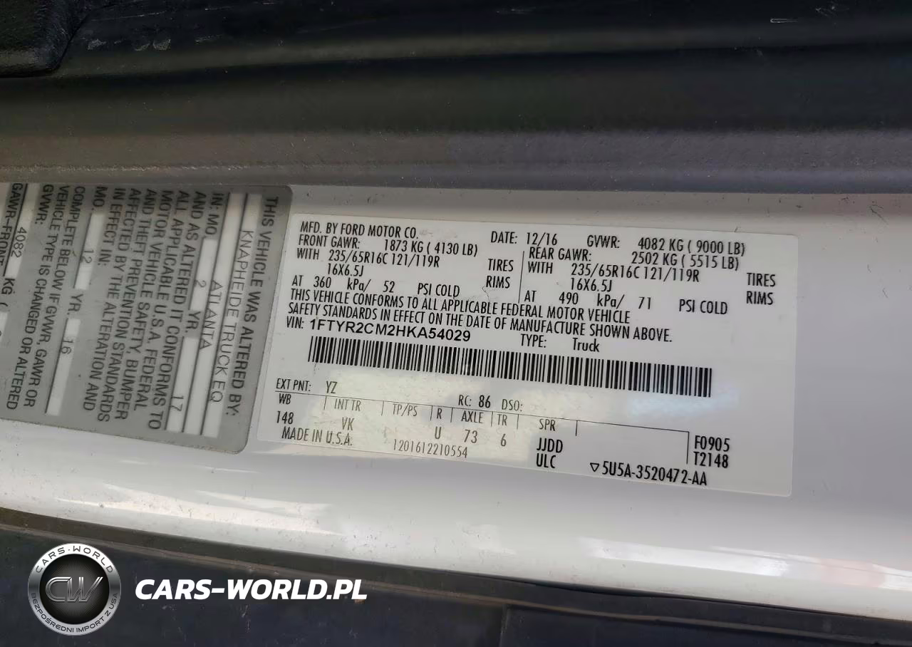 2017 Ford Transit 250 Delivery Van VIN:1FTYR2CM2HKA54029 - 12