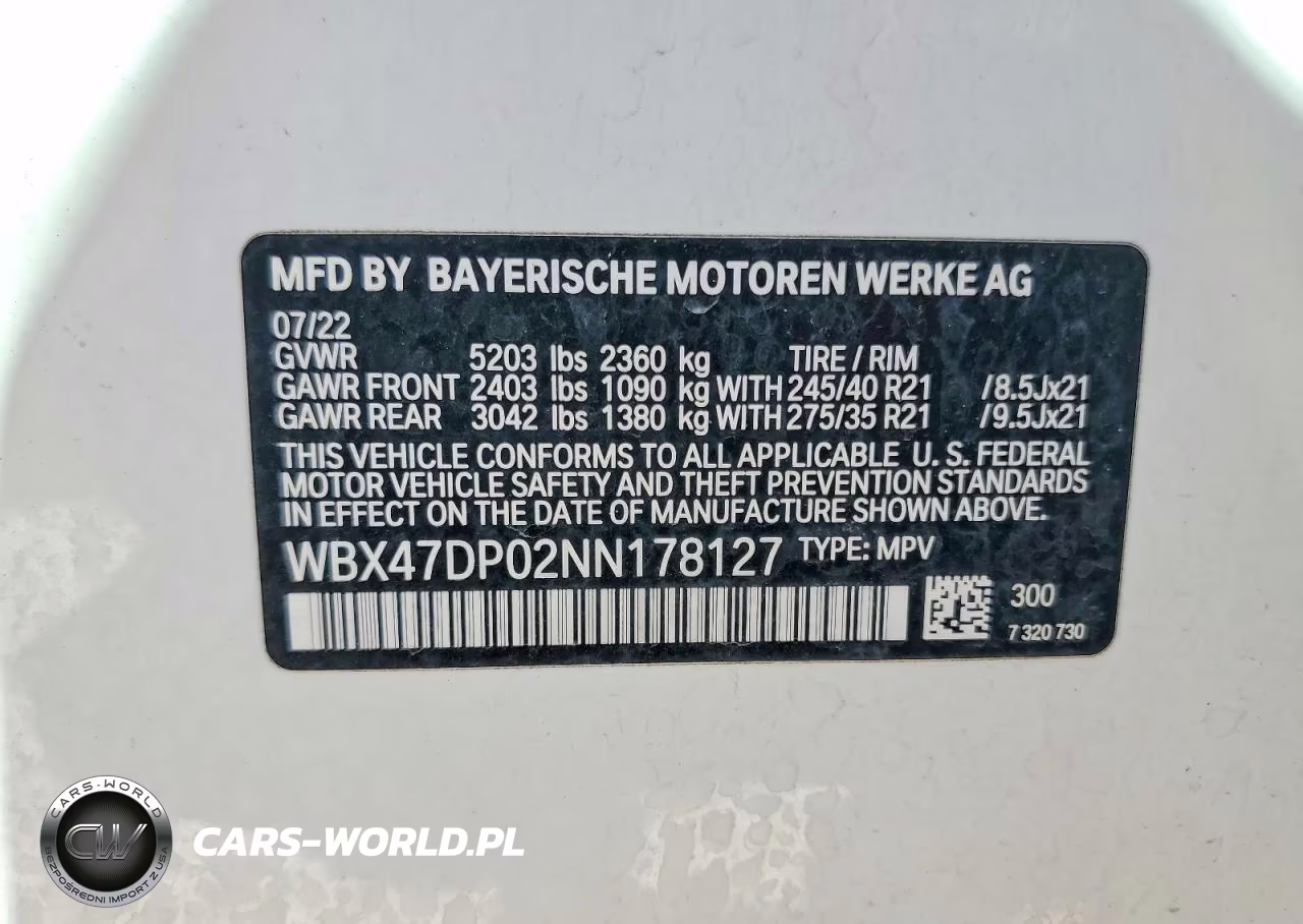 2022 BMW X3 Sdrive30I VIN:WBX47DP02NN178127 - 13