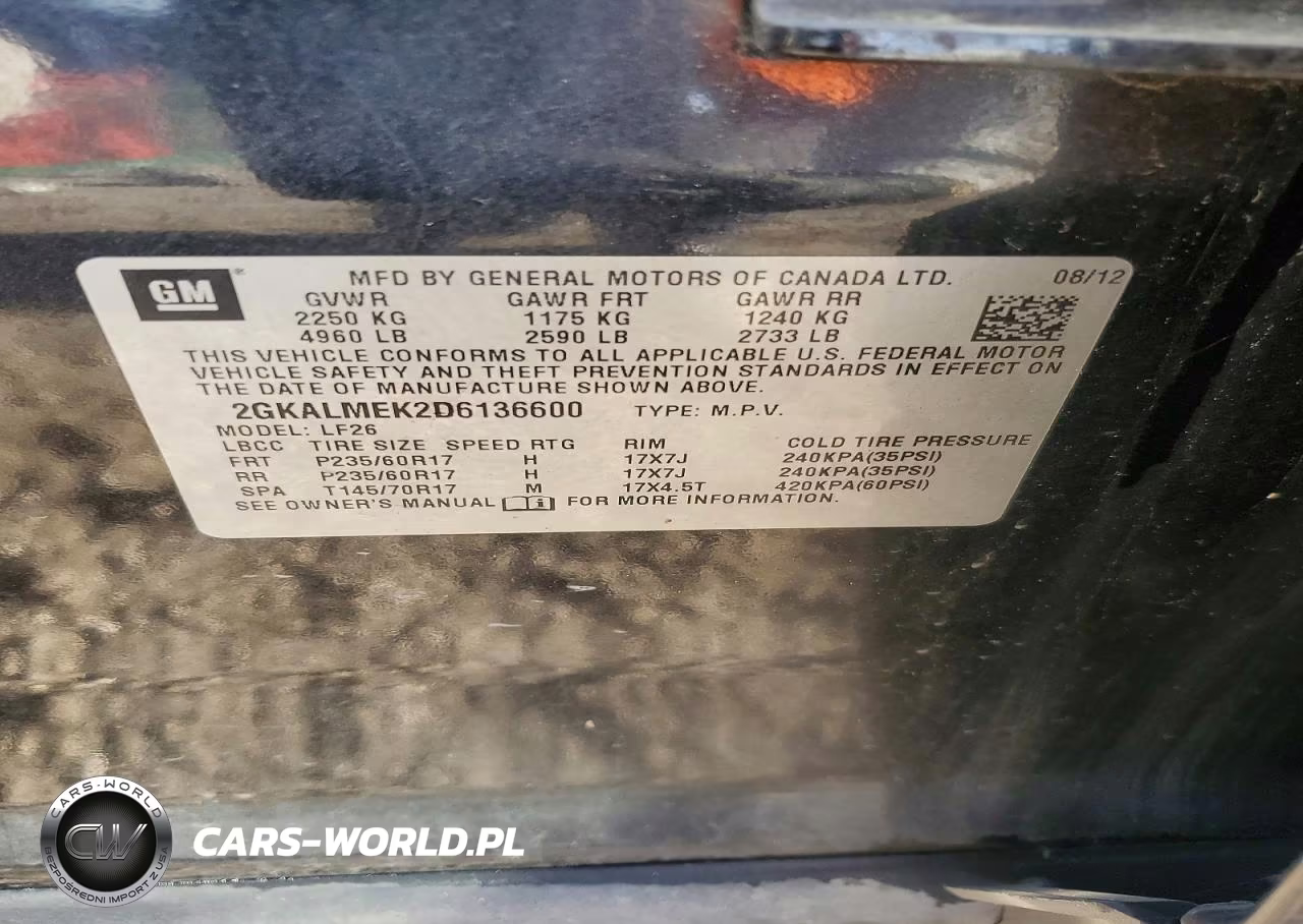 2013 GMC Terrain Sle VIN:2GKALMEK2D6136600 - 12