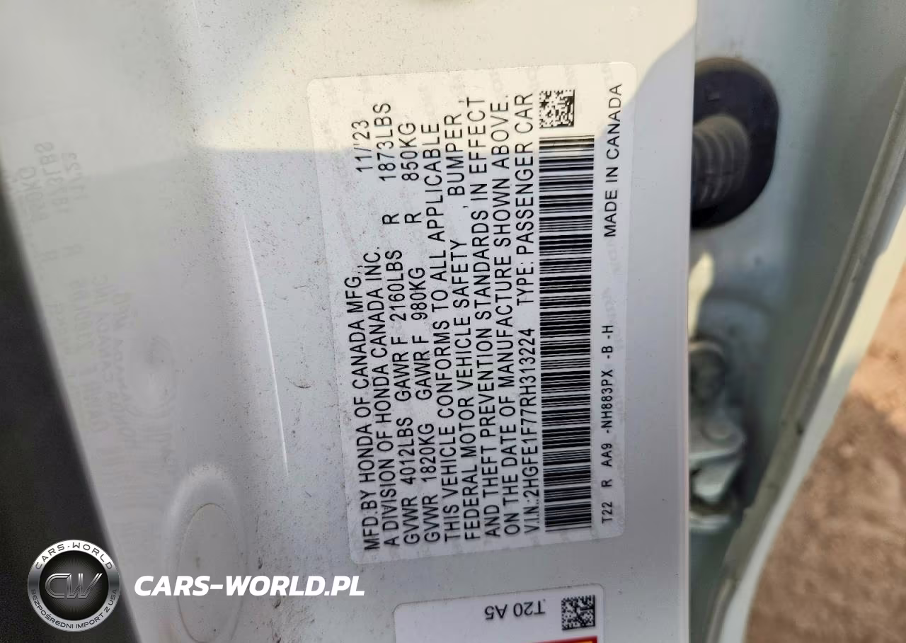 2024 Honda Civic Ex VIN:2HGFE1F77RH313224 - 12