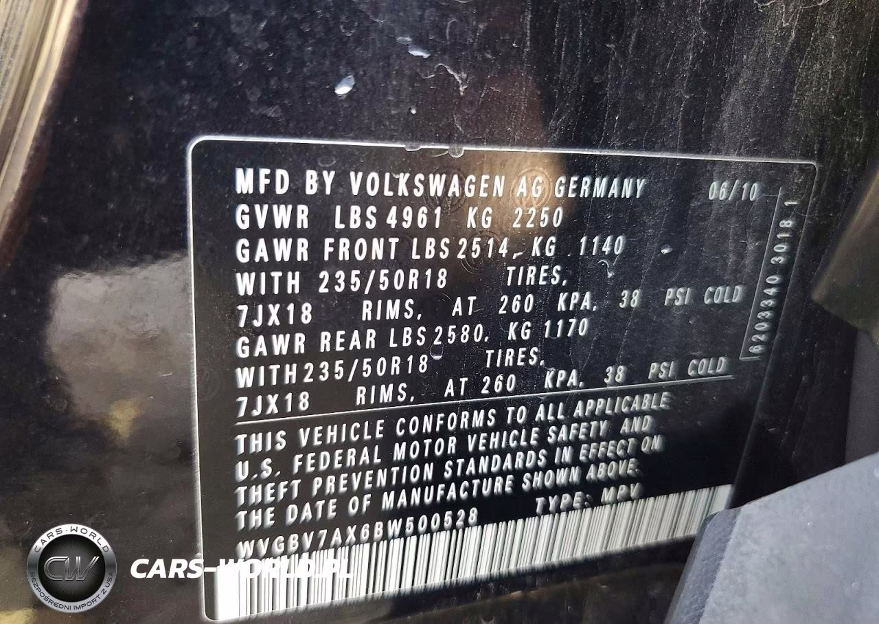 2011 Volkswagen Tiguan S VIN:WVGBV7AX6BW500528 - 12