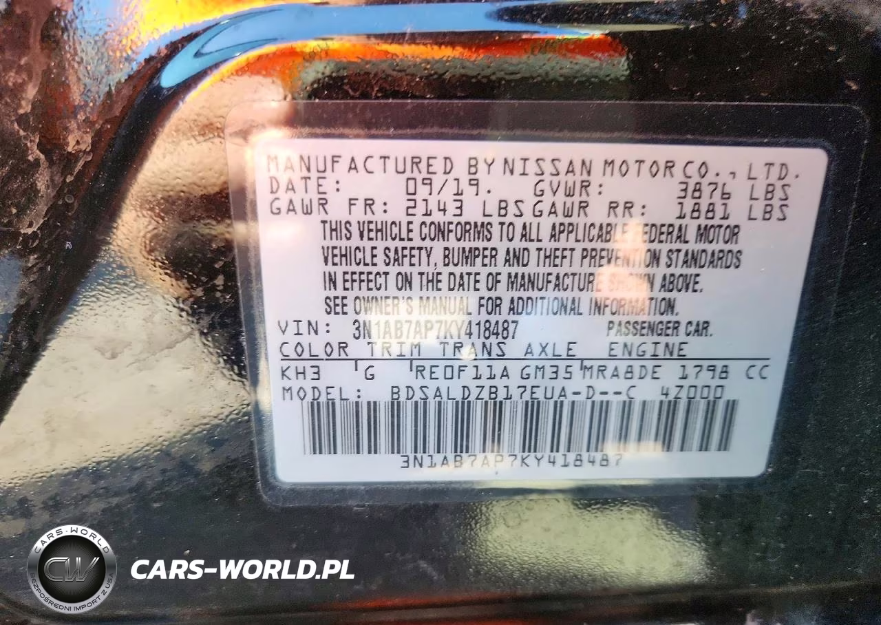 2019 Nissan Sentra Sv VIN:3N1AB7AP7KY418487 - 12
