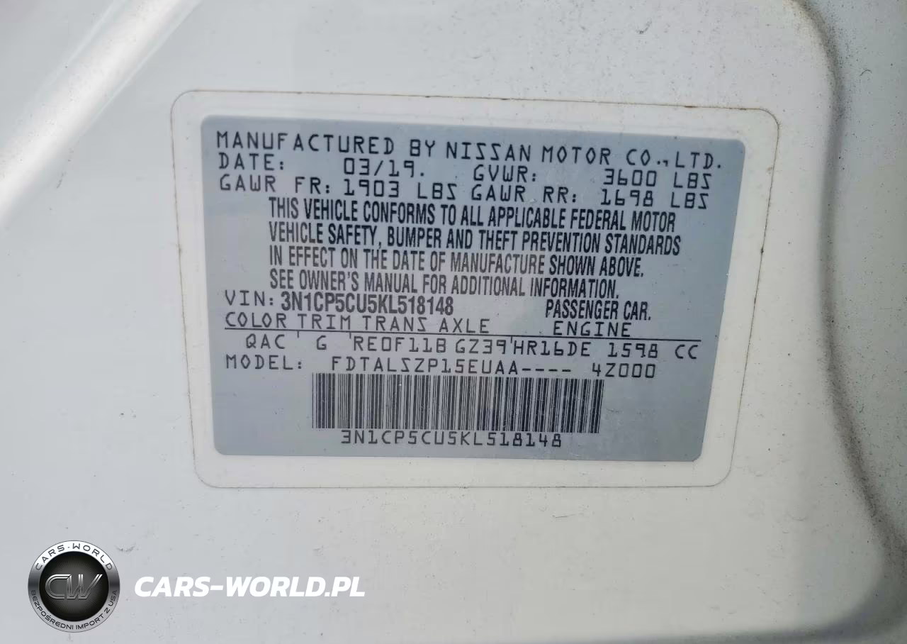 2019 Nissan Kicks Sv VIN:3N1CP5CU5KL518148 - 14