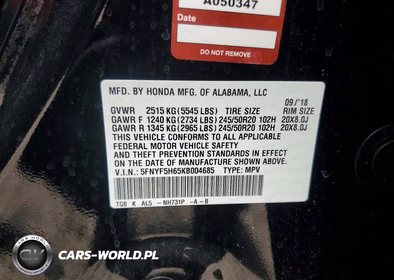 2019 Honda Pilot Touring VIN:5FNYF5H65KB004685 - 14