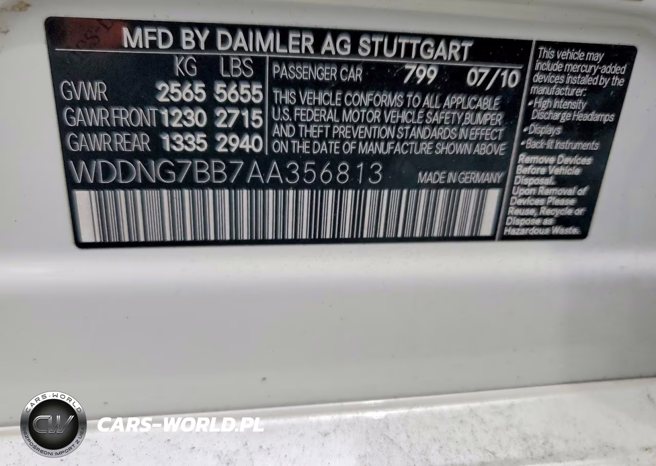 2010 Mercedes-Benz S 550 VIN:WDDNG7BB7AA356813 - 12