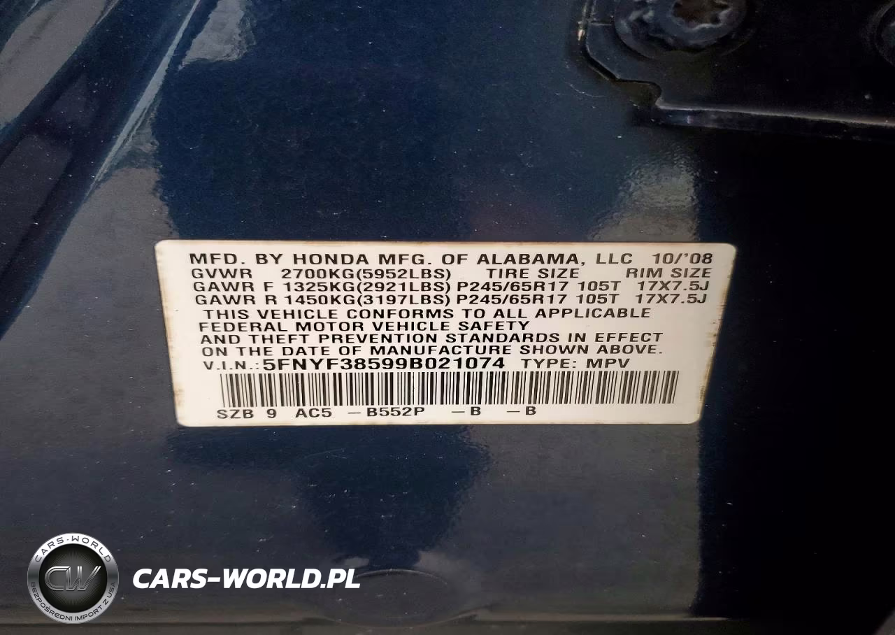 2009 Honda Pilot Exl VIN:5FNYF38599B021074 - 13