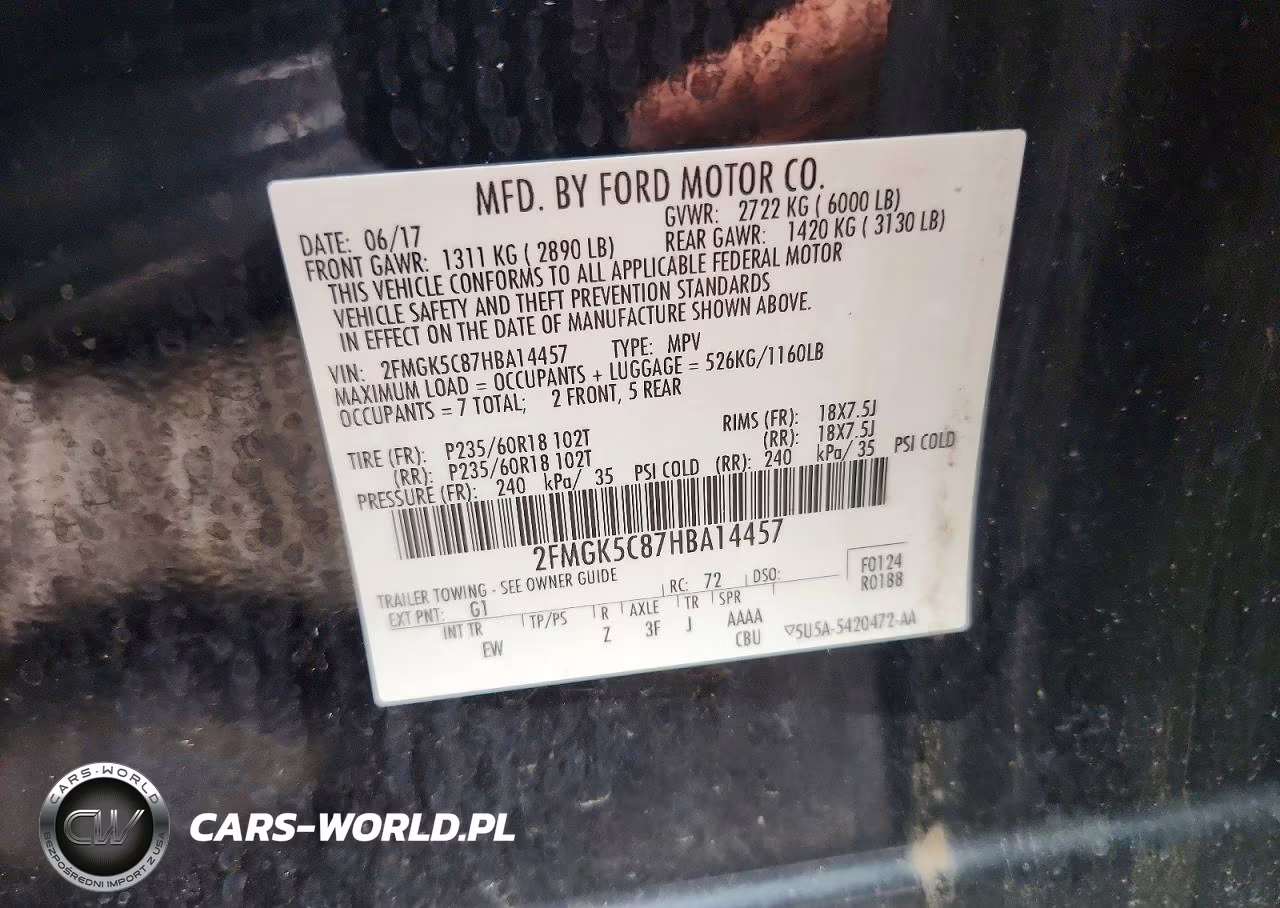 2017 Ford Flex Sel VIN:2FMGK5C87HBA14457 - 14