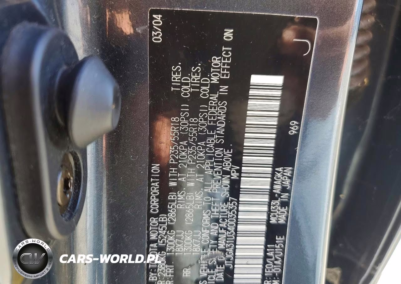 2004 Lexus Rx 330 4D Suv Fwd VIN:JTJGA31U340035357 - 13