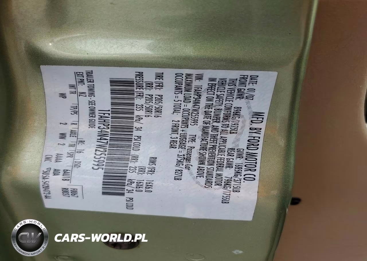 2007 Ford Focus Zx4 VIN:1FAHP34N47W255995 - 12