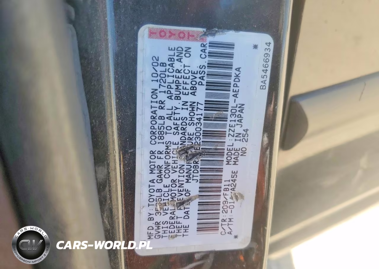 2003 Toyota Corolla Ce VIN:JTDBR32E230034177 - 12