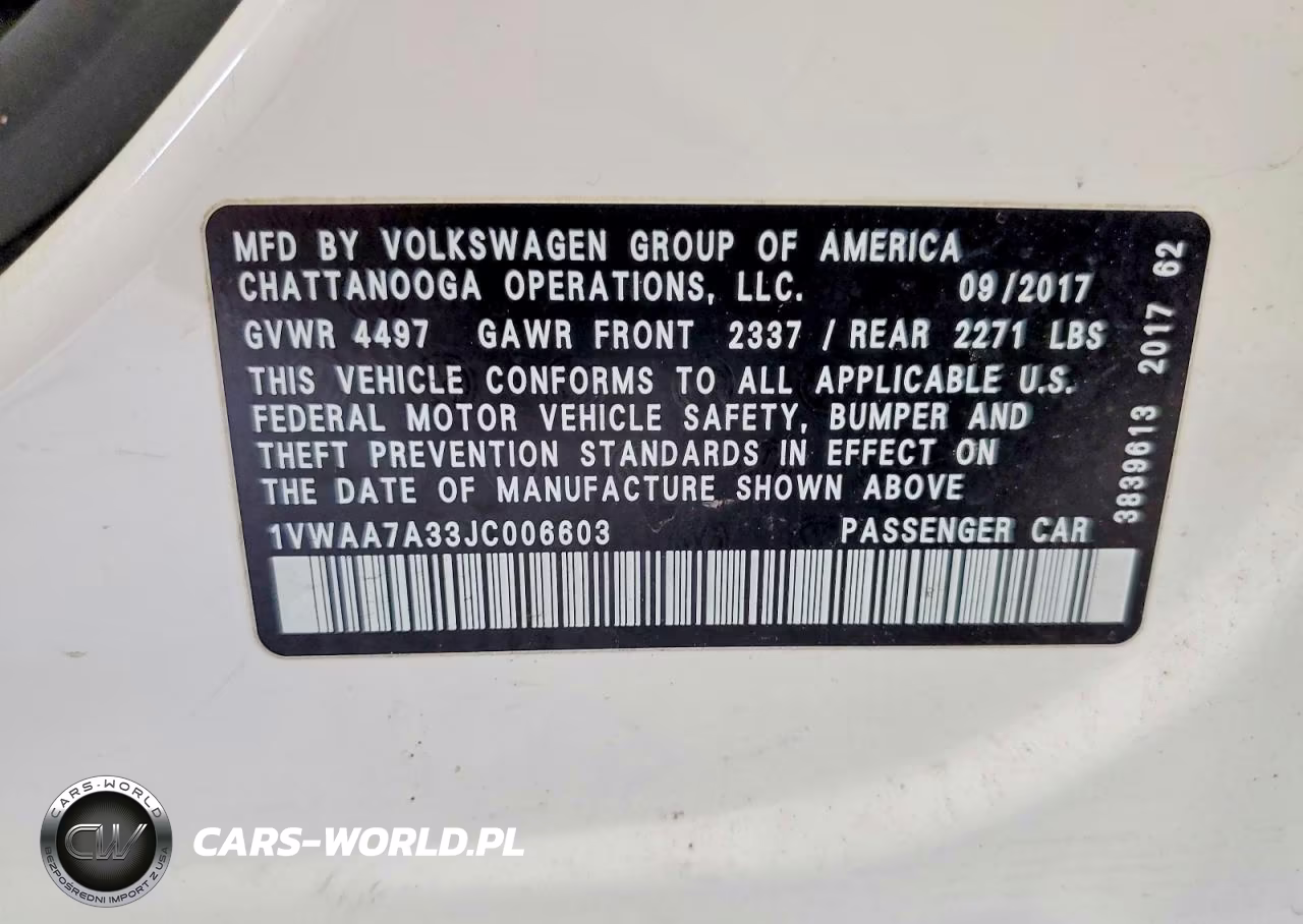 2018 Volkswagen Passat S VIN:1VWAA7A33JC006603 - 12