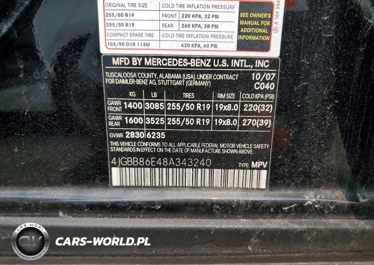 2008 Mercedes-Benz Ml 350 VIN:4JGBB86E48A343240 - 13