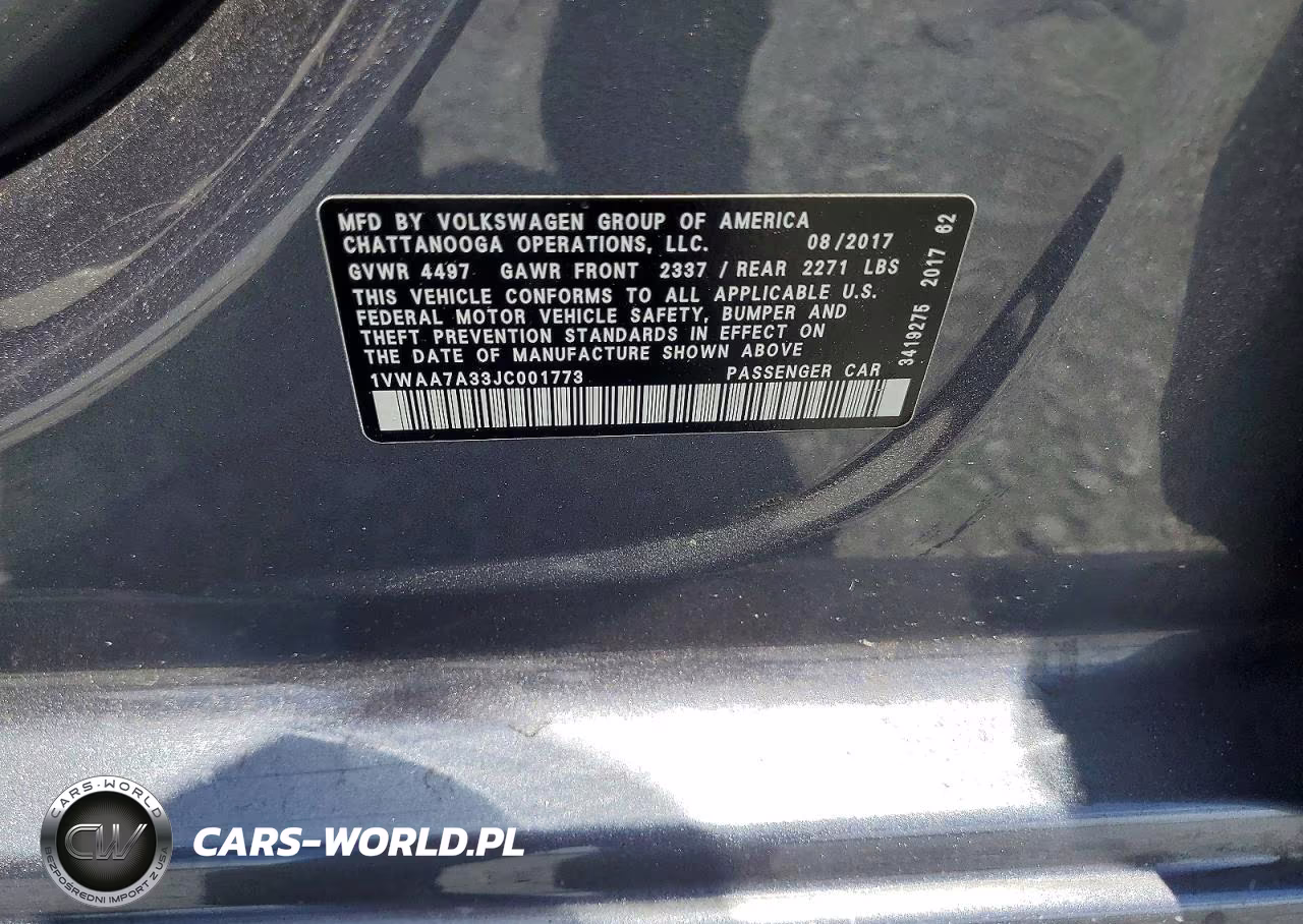 2018 Volkswagen Passat S-R-Line VIN:1VWAA7A33JC001773 - 12