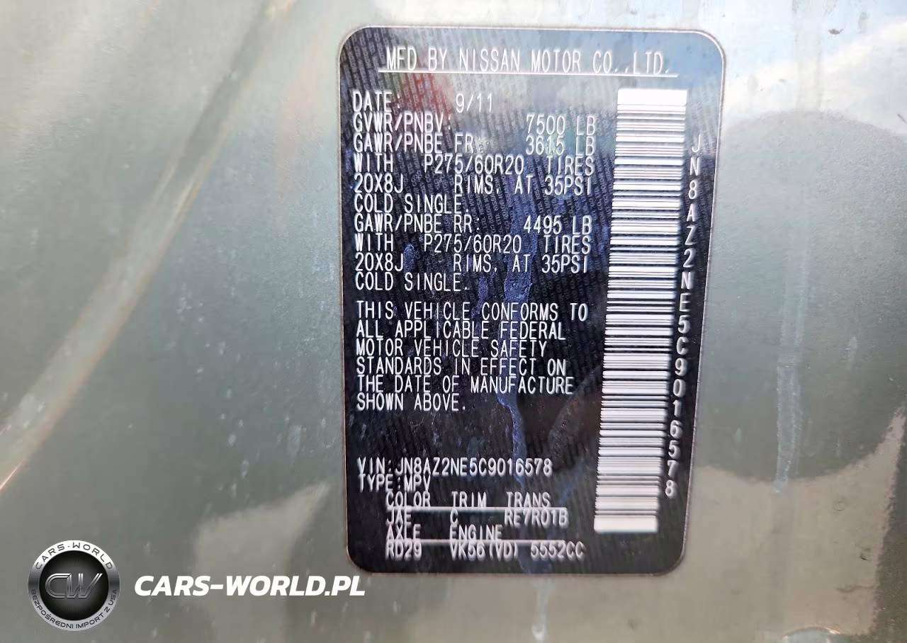 2012 Infiniti Qx56 Base VIN:JN8AZ2NE5C9016578 - 13