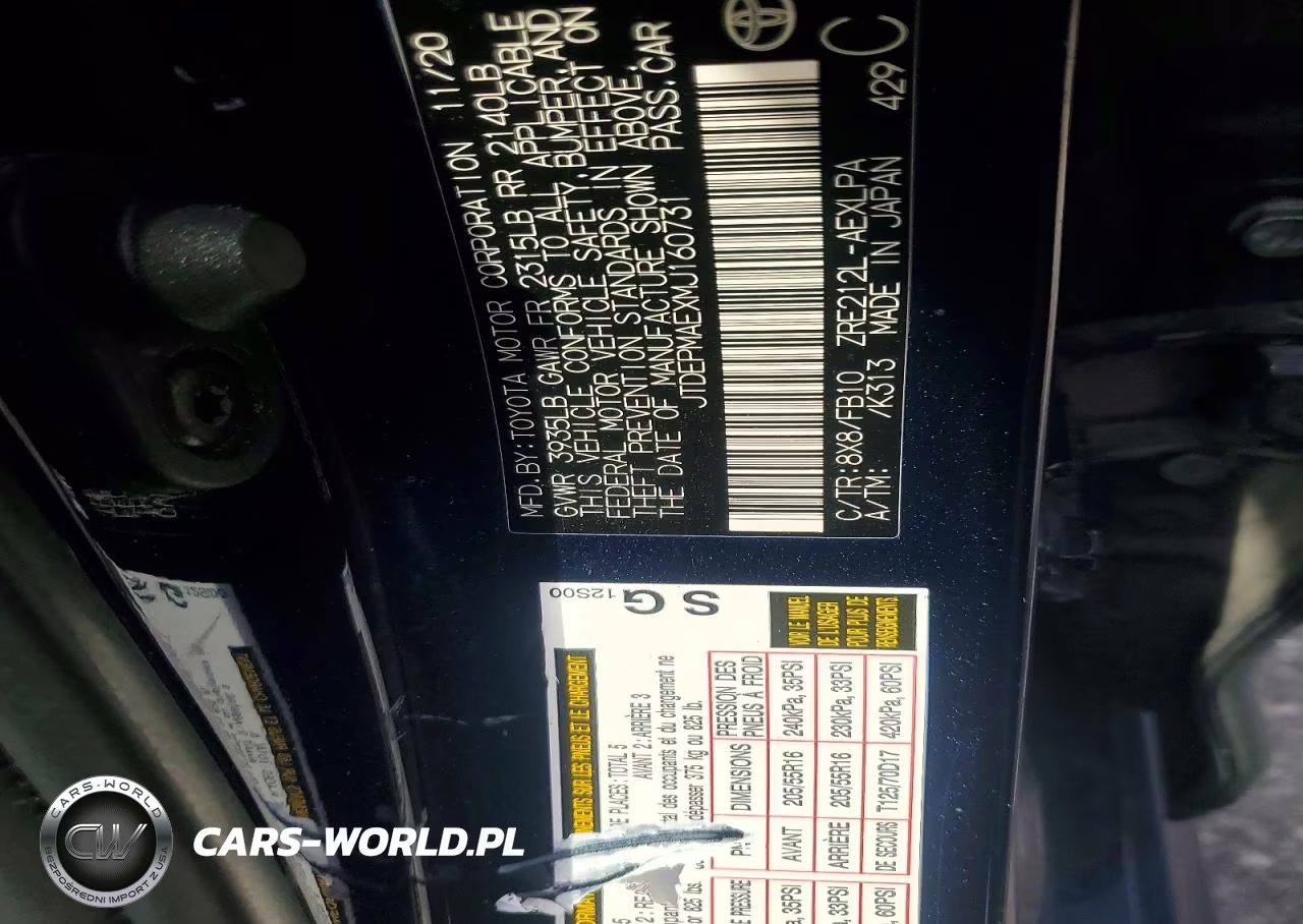 2021 Toyota Corolla Le VIN:JTDEPMAEXMJ160731 - 12