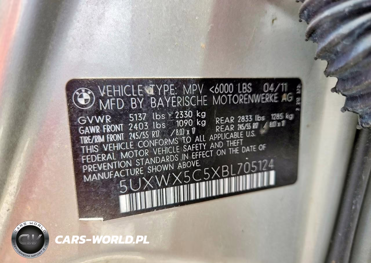 2011 BMW X3 xDrive28I VIN:5UXWX5C5XBL705124 - 13