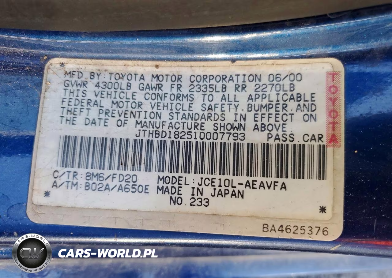 2001 Lexus Is 300 VIN:JTHBD182510007793 - 12
