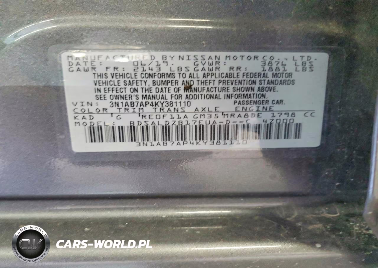 2019 Nissan Sentra Sv VIN:3N1AB7AP4KY381110 - 12