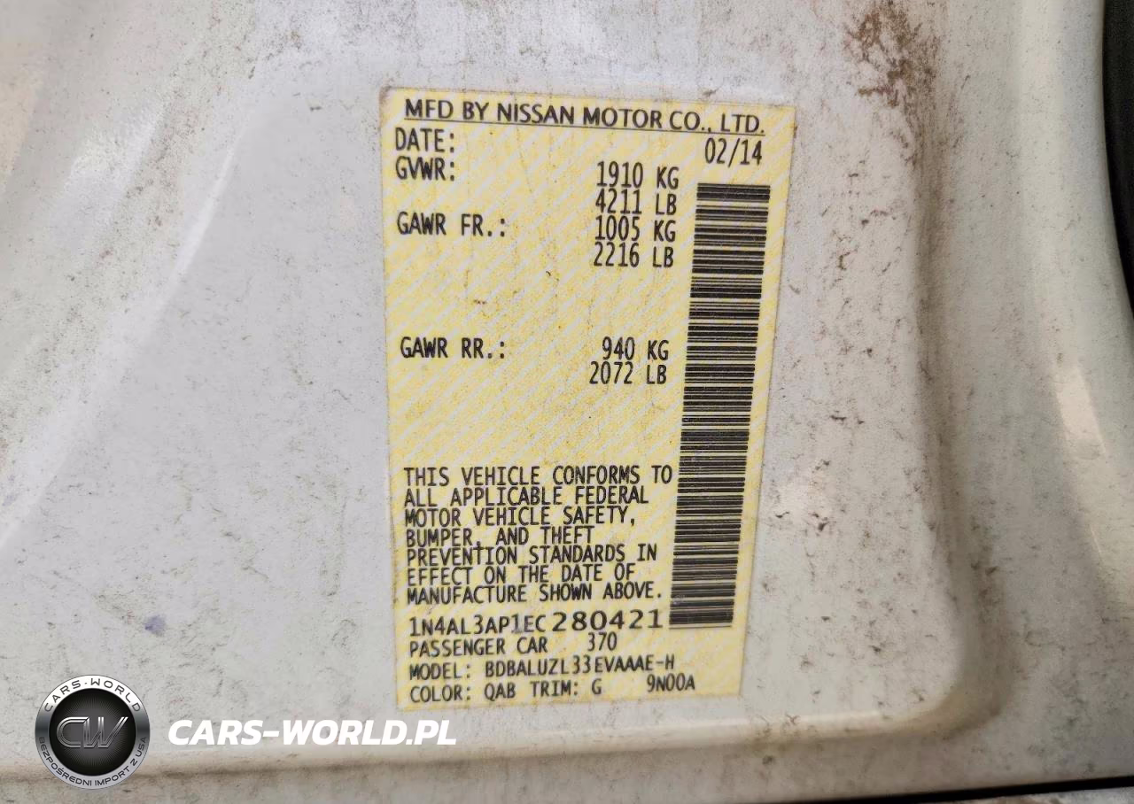 2014 Nissan Altima 2.5 Sv VIN:1N4AL3AP1EC280421 - 12