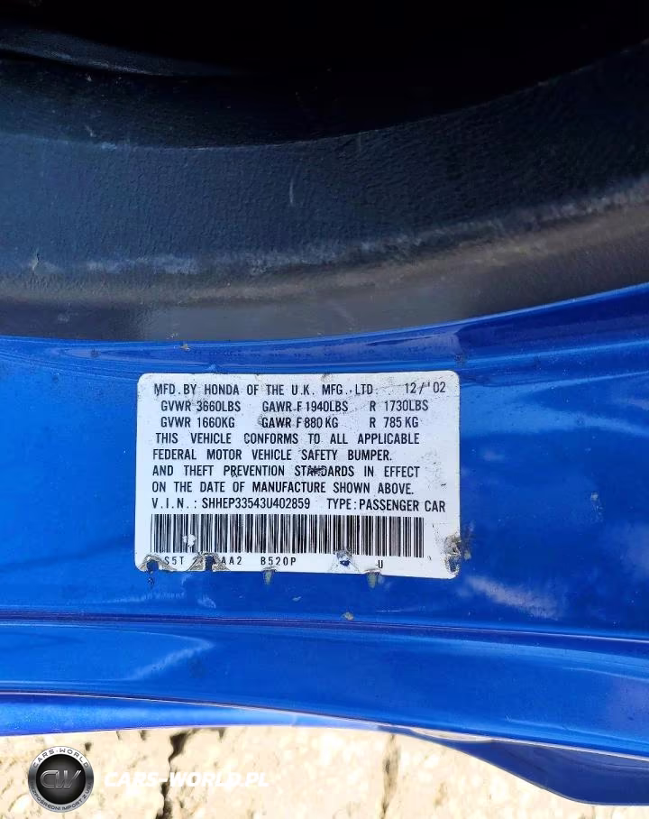 2003 Honda Civic Si VIN:SHHEP33543U402859 - 14