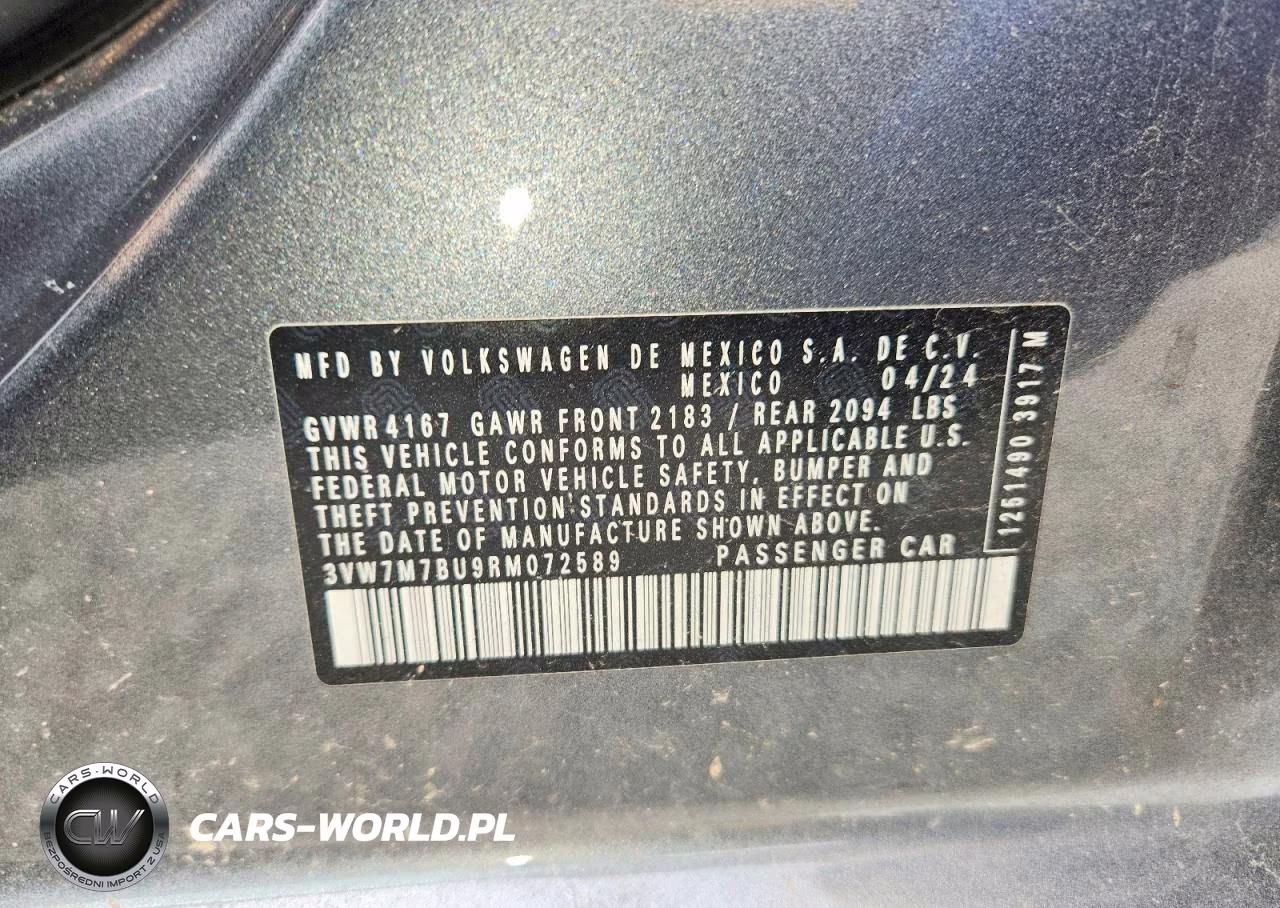 2024 Volkswagen Jetta Se VIN:3VW7M7BU9RM072589 - 12
