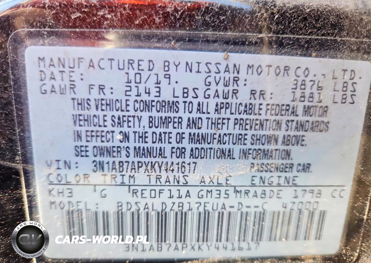 2019 Nissan Sentra Sv VIN:3N1AB7APXKY441617 - 12