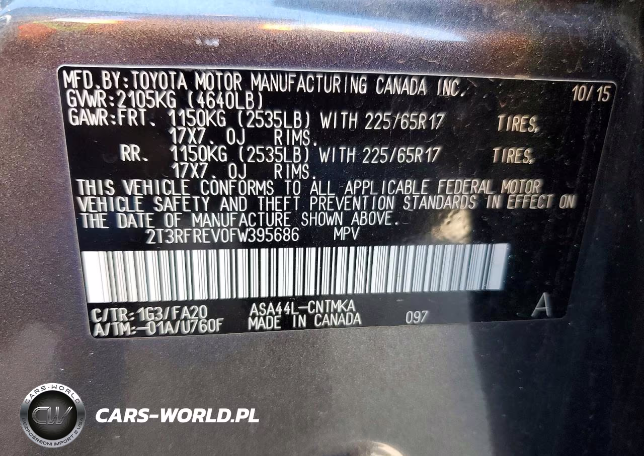 2015 Toyota Rav4 Xle VIN:2T3RFREV0FW395686 - 13