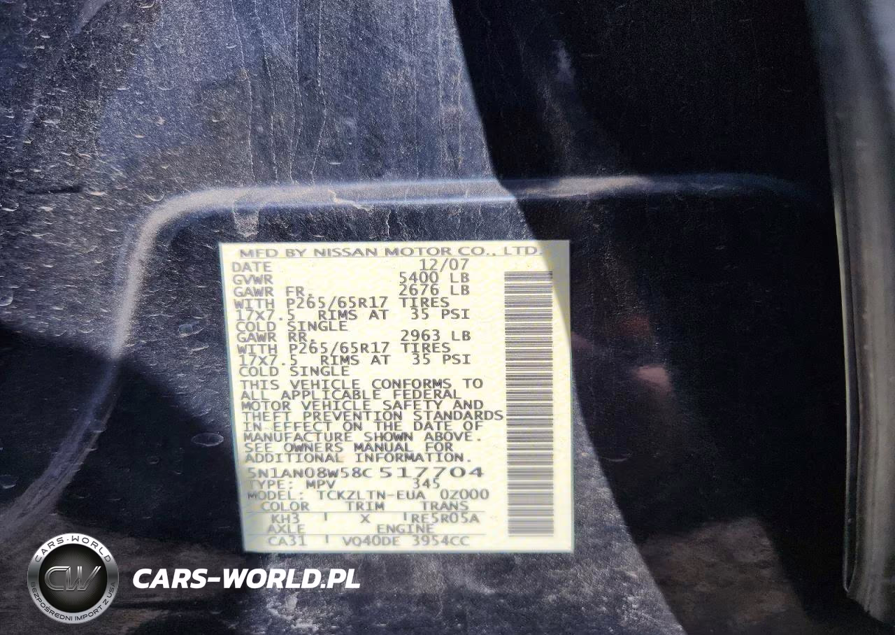 2008 Nissan Xterra X VIN:5N1AN08W58C517704 - 12