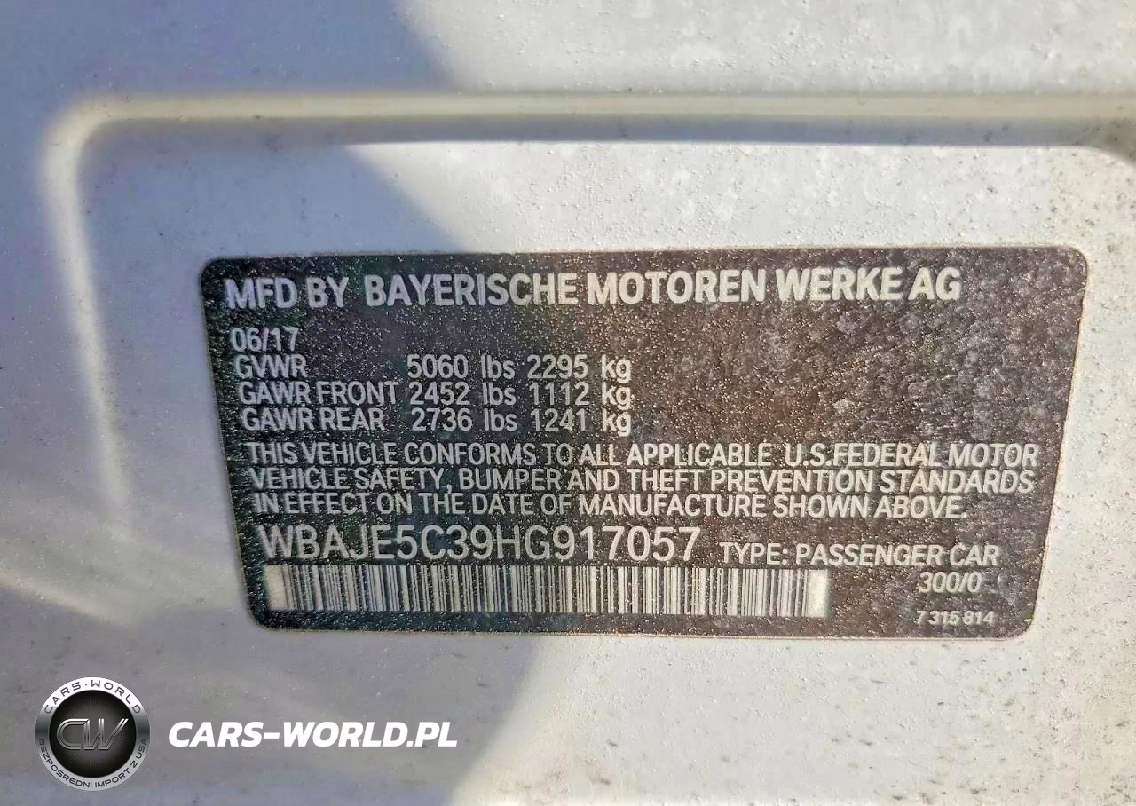 2017 BMW 540 I VIN:WBAJE5C39HG917057 - 12