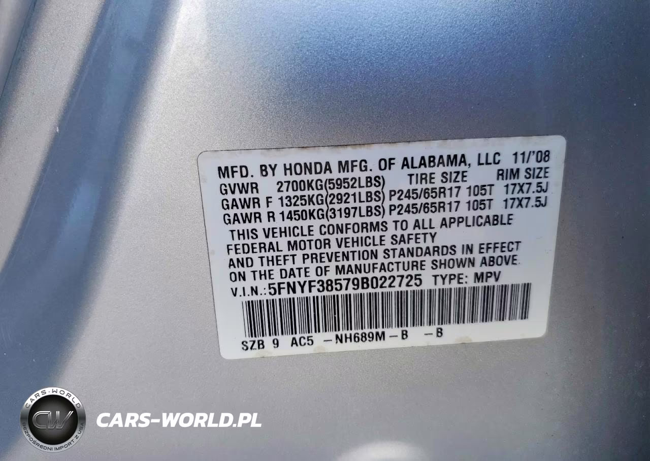 2009 Honda Pilot Exl VIN:5FNYF38579B022725 - 12