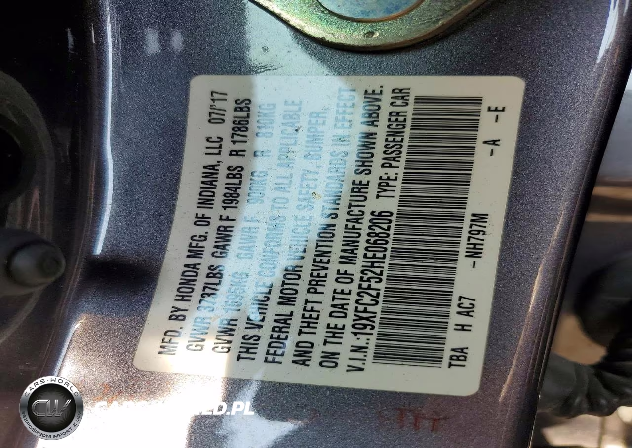 2017 Honda Civic Lx VIN:19XFC2F52HE068206 - 12