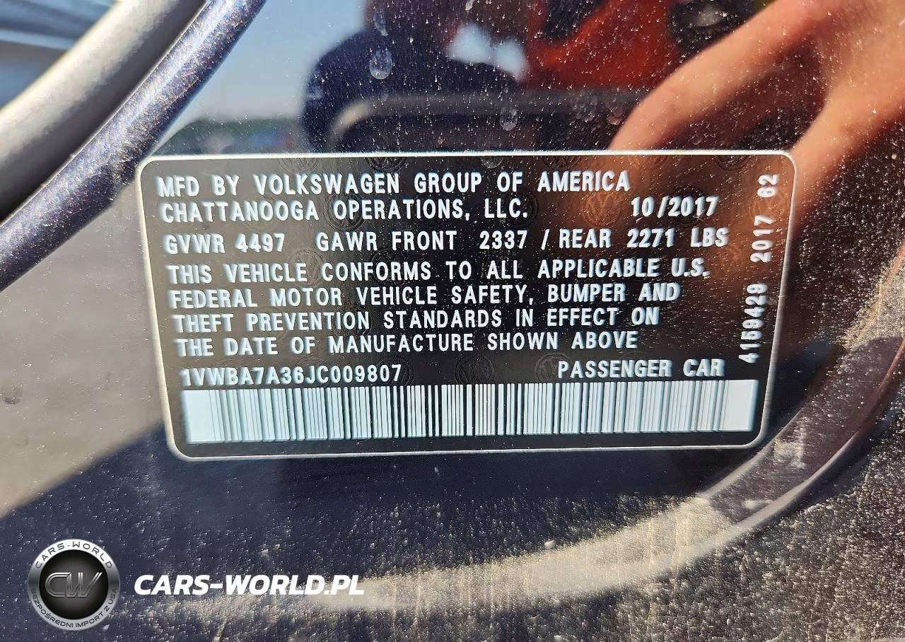 2018 Volkswagen Passat Se VIN:1VWBA7A36JC009807 - 12