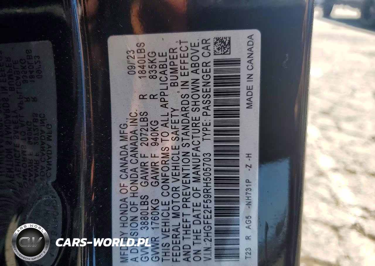 2024 Honda Civic Sport VIN:2HGFE2F59RH505703 - 13