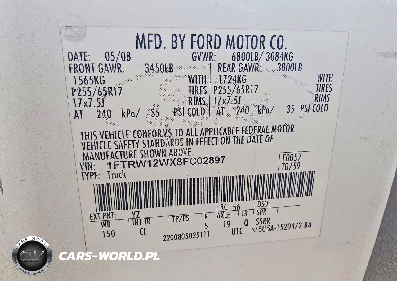 2008 Ford F150 Supercrew VIN:1FTRW12WX8FC02897 - 12