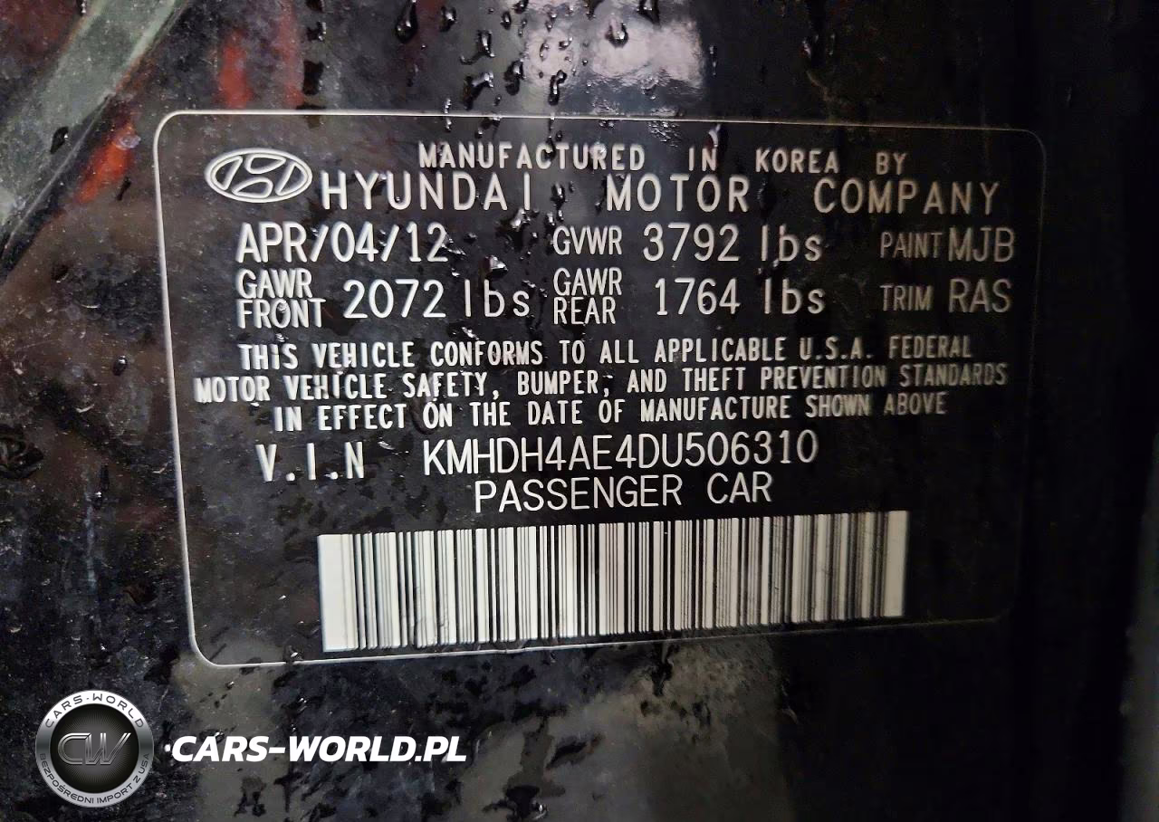 2013 Hyundai Elantra Limited VIN:KMHDH4AE4DU506310 - 12