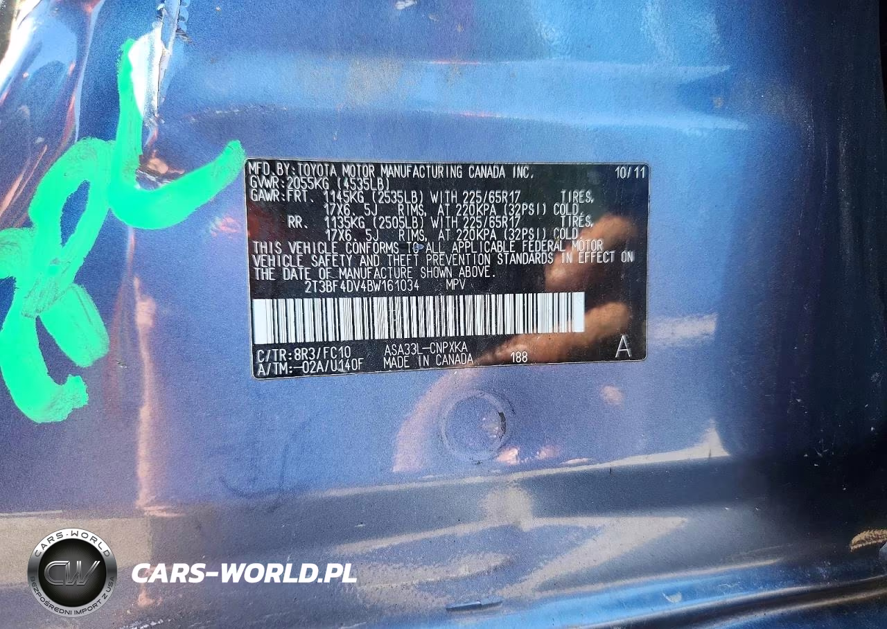 2011 Toyota Rav4 Base VIN:2T3BF4DV4BW161034 - 13