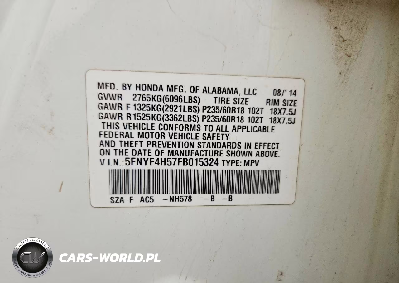 2015 Honda Pilot Exl VIN:5FNYF4H57FB015324 - 13