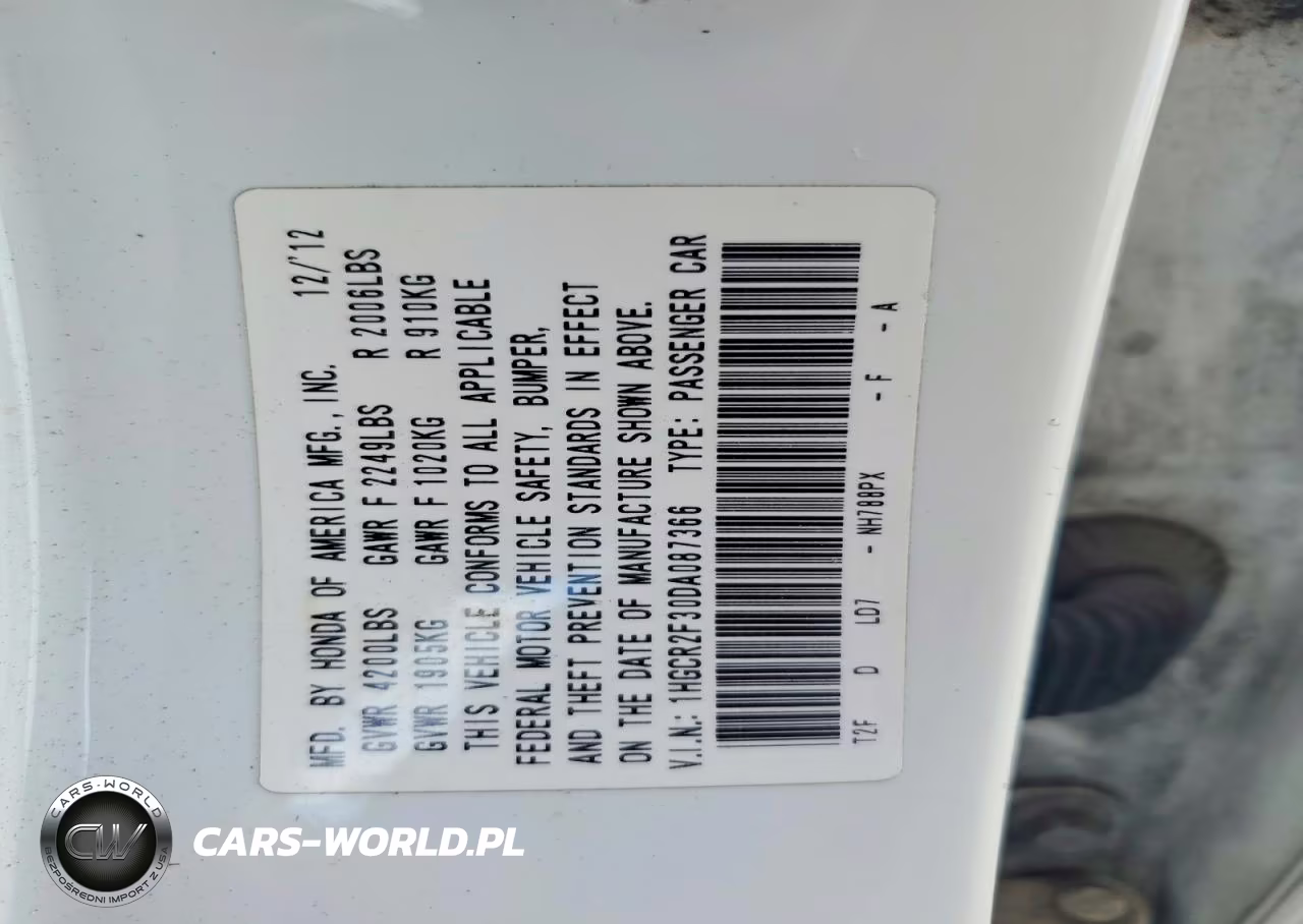 2013 Honda Accord Lx VIN:1HGCR2F30DA087366 - 12