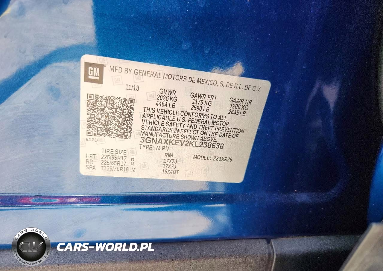 2019 Chevrolet Equinox Lt VIN:3GNAXKEV2KL238638 - 14