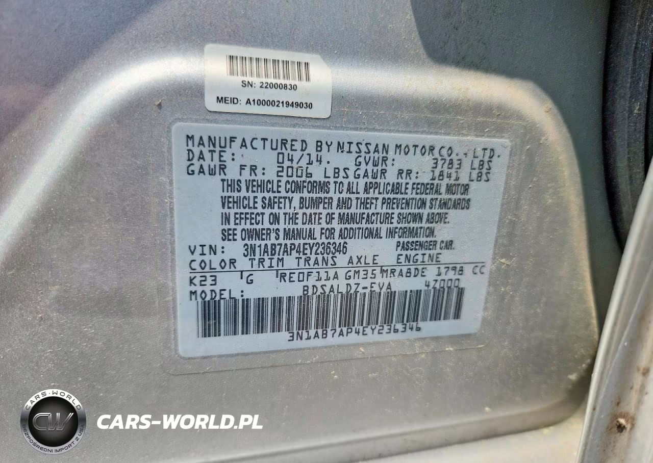 2014 Nissan Sentra Sv VIN:3N1AB7AP4EY236346 - 12