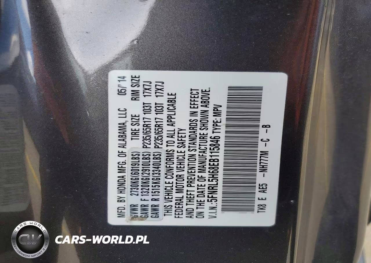 2014 Honda Odyssey Exl VIN:5FNRL5H68EB115846 - 13