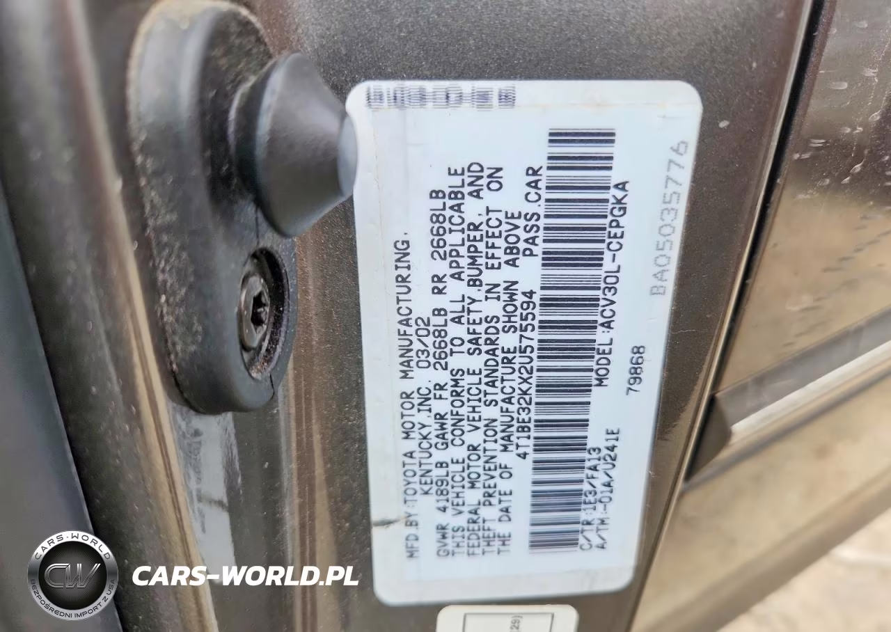 2002 Toyota Camry Xle VIN:4T1BE32KX2U575594 - 13