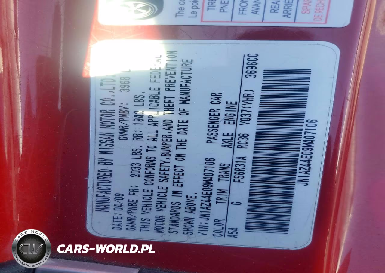 2009 Nissan 370Z Base VIN:JN1AZ44E09M407106 - 12